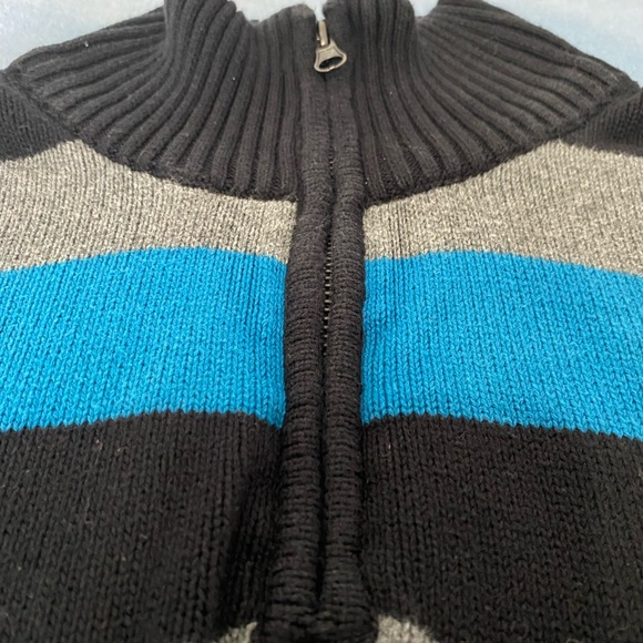 Carbon men’s black, gray & blue 1/4 zip 100% cotton sweater - Picture 4 of 14